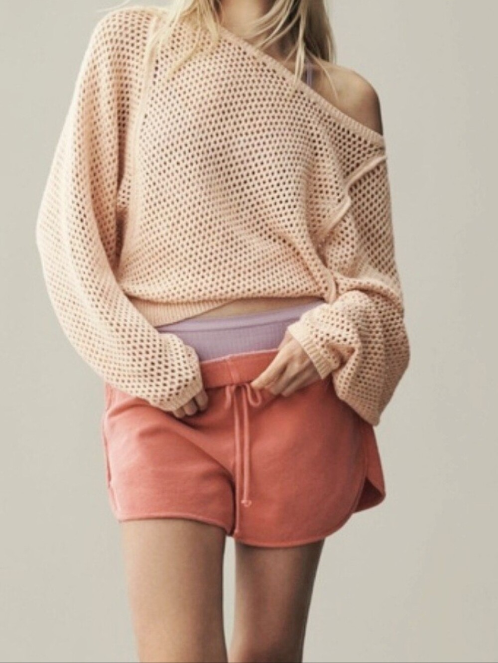 Pilcro Open-Stitch Wide Crew-Neck Dolman Sleeve Sweater, XSP